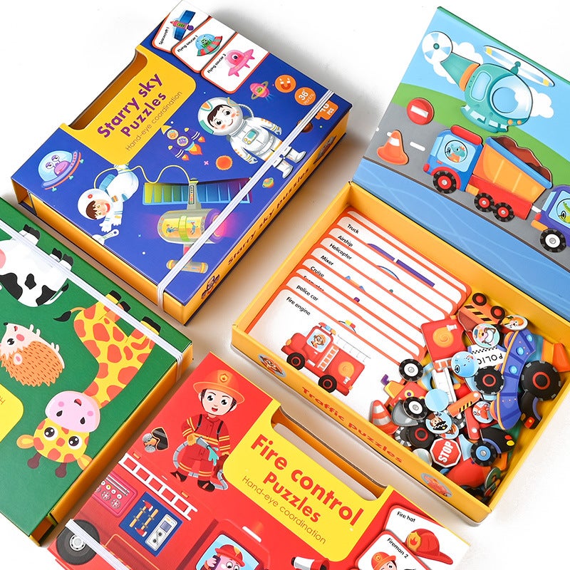Puzzle Fun Multi-Themed Animal Traffic Space Fire Scene Puzzle Music Early Childhood Education Children'S Magnetic Puzzle - Image 4